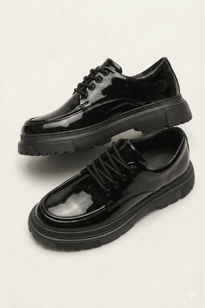 Zrk-X6 Premium High Quality Black Patent Leather Casual Men's Lace-Up Classic Shoes
