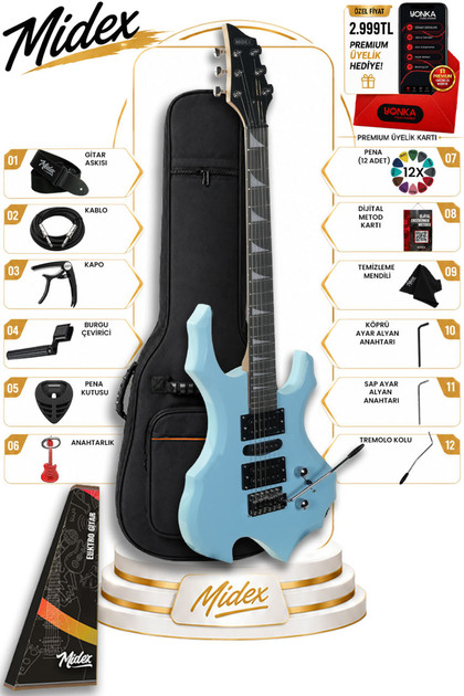 Force-LTB Profesyonel Axel Kasa HSH Elektro Gitar Seti Turkuaz