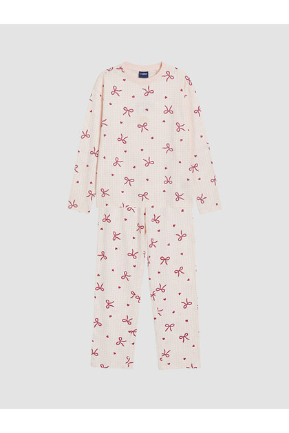 Set de pijamale pentru fete cu guler rotund