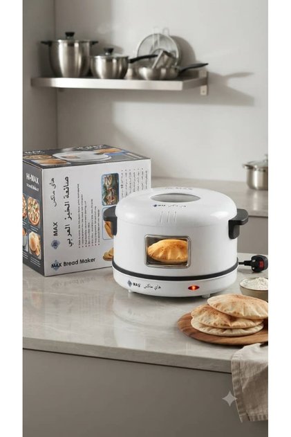 Hi-Max Brand Arabic Bread Maker with White Color and Glass Window to Watch Bread Progress