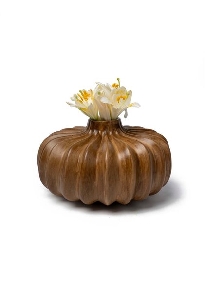 Pumpkin Seramik Vazo Ahşap Görünümlü