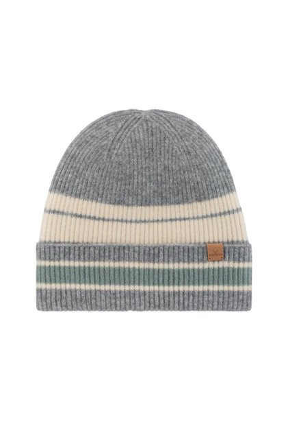 Gray Felony Ribbed Striped Women's Knitwear Basic Plain Winter Beret - Logo Detailed