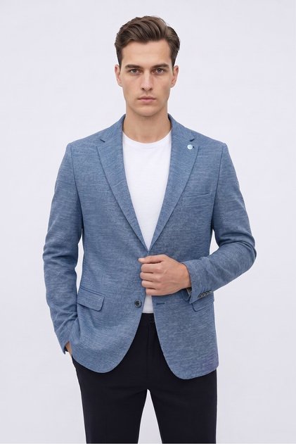 Jachetă blazer slim fit din țesătură elastică pentru bărbați – Casual și elegantă pentru birou
