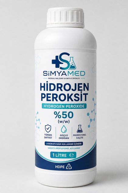 Hidrojen Peroksit %50 (H₂O₂) 1 Litre – Yüksek Safiyet – Laboratuvar ve Endüstriyel Kullanım