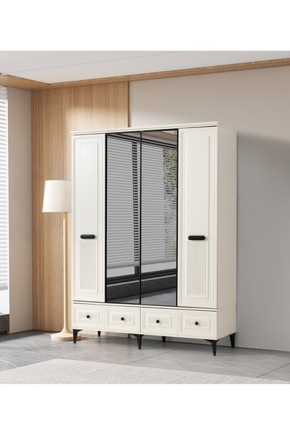 Alaska 4 Kapaklı %100 MDF Elbise Dolabı Gardrop 154x54x212