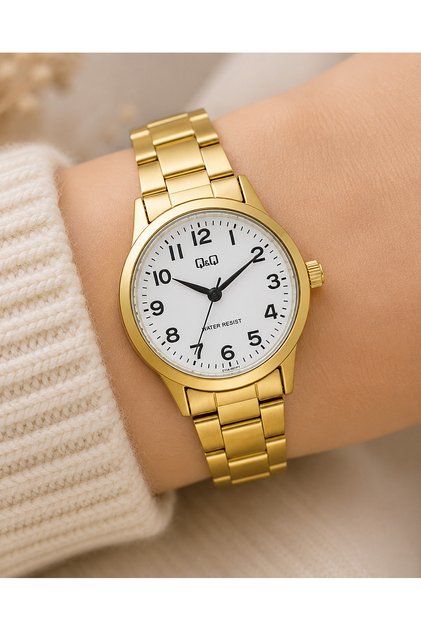 Women's Wristwatch Gold Color Casual and Stylish Combination Japanese Machine Gift Boxed