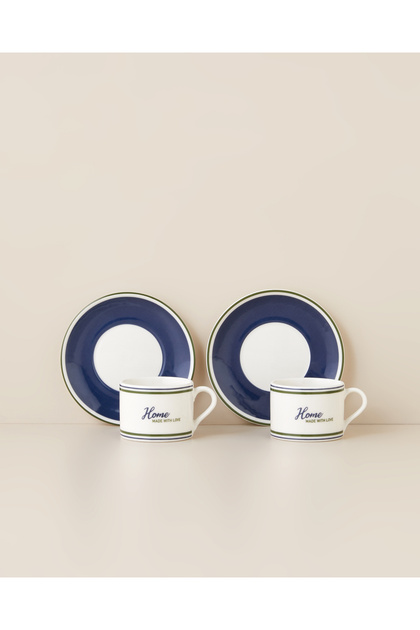 Lora Home Porcelain 4 Piece Coffee Cup Set for 2 People 110 ml Colorful