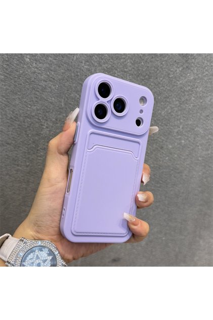 iPhone 14 Pro Purple Luxury Soft Silicone Wallet Case For iPhone 17 Air 16E 15 14 Plus 13 12 Mini 11