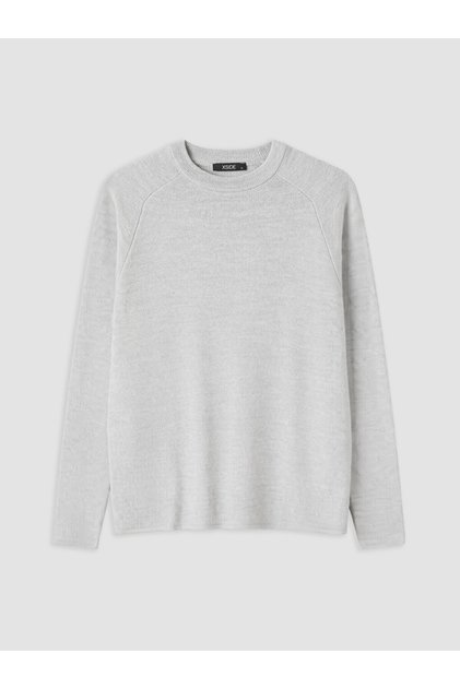 Özmarka New Season Gray Crew Neck Men's Knitwear Sweater