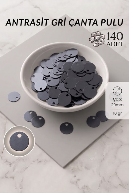 Antrasit Gri Çanta Pulu 10 gram 20 mm