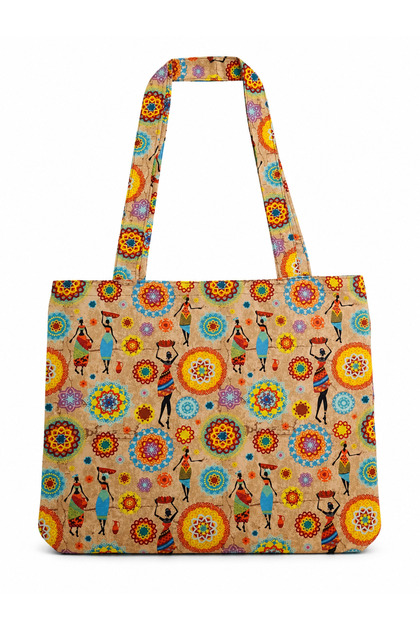 Geantă de plajă și cumpărături din in cu model African Girl - 54x38 cm