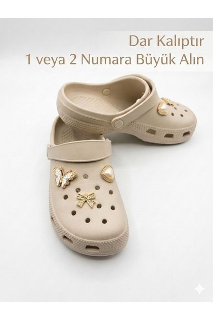 Kadın ve Çocuk Soft Eva Yumuşak Taban Plaj Hastane Günlük Şık Toka Aksesuarlı Sandalet Terlik Sabo Kutusuz