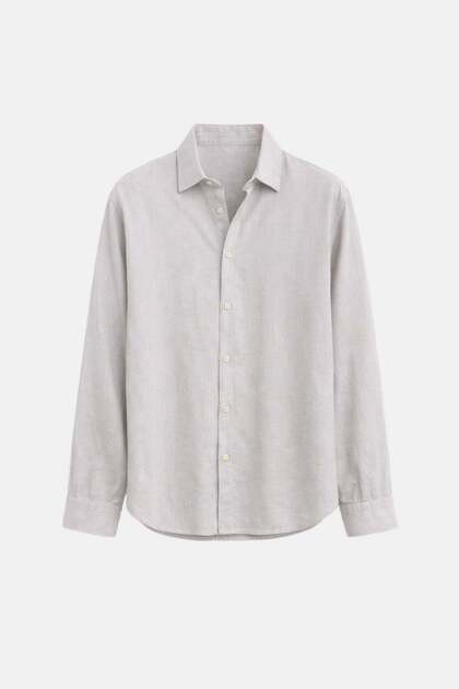 Basic Keten Oversize Gömlek Gri
