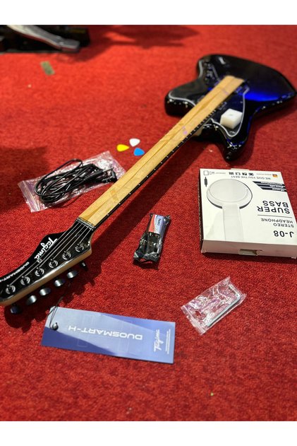 Tagıma duo smart Elektro Gitar | Kulaklıkla Amfisiz Çalım Özelliği,Distortion/Clean/Reverb/ Efektli Akıllı Gitar|Kulaklık,Jack Kablo,Pena,Alyan,9W Pil ve Kılıf Hediyeli