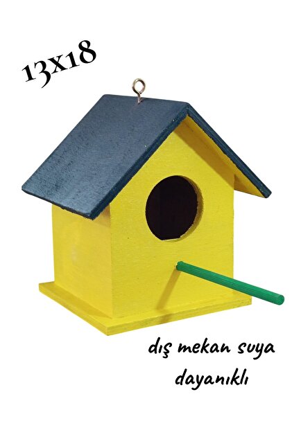Wooden Bird Nest Bird House with Varnished Hooks 13X18 cm