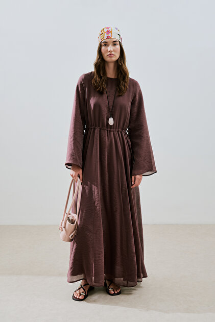 Manuka Long Dress with Adjustable Waist Bordo
