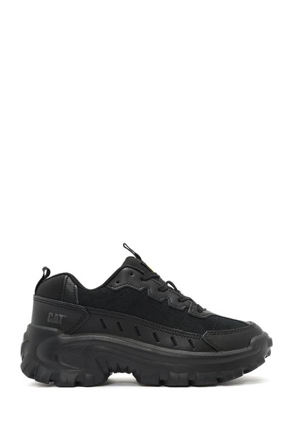 Men's Black Intruder Essential Lace-Up Thick Sole Sports Shoes, Genuine Leather Sneaker 015m101412