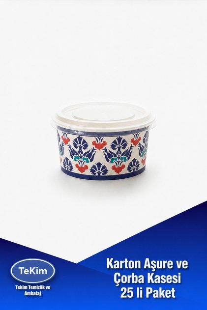 Karton Kağıt Aşure Çorba Tatlı Yemek Kasesi 14 Oz Kullan At Plastik Kapaklı(SIZDIRMAZ) 25 Adet