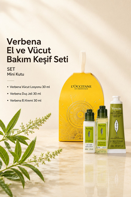 L'Occitane Verbena El ve Vücut Bakım Seti, Mini Kutulu, 3'lü Set