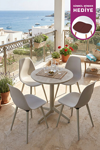 VİLİNZE Tilia Plastik Bahçe Balkon Bistro Seti Katlanır Masa 60*60