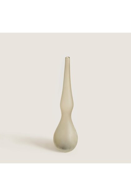 Yara Kıvrımlı Cam Vazo Seti Gri 14cm Natural