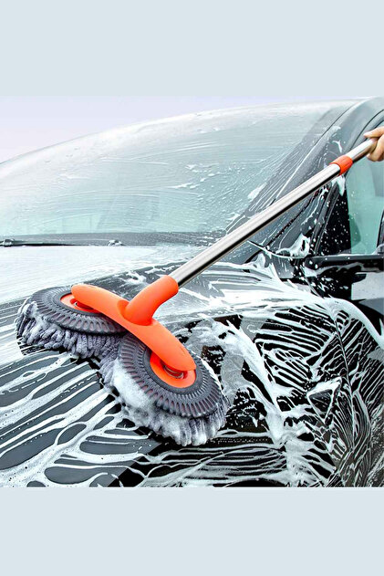 360° Dönebilen Mikrofiber Araba Yıkama Mopu Çift Başlıklı Oto Temizlik Fırçası