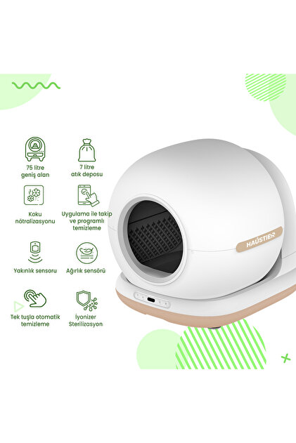 Haustier CB001 Akıllı Otomatik Kedi Tuvaleti, APP ile Kontrol