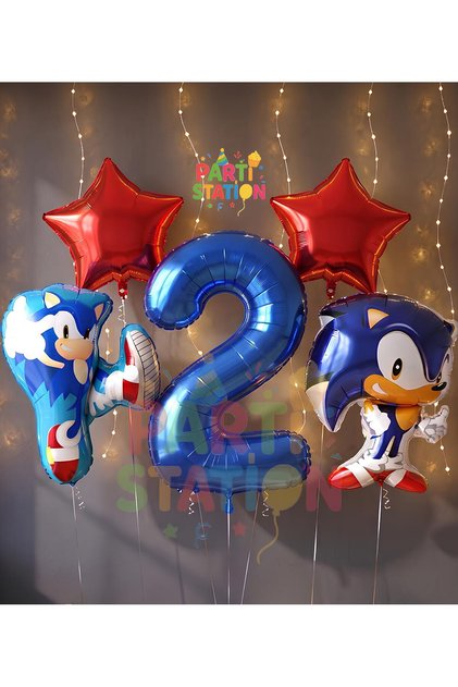 Sonic Boom 2 Years Old Navy Blue Number Foil Balloon Set Sonic Concept Balloon Set