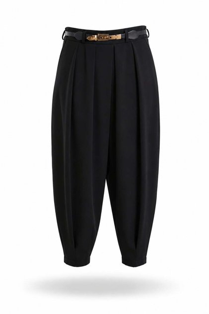 Black Belted Trousers with Front Pockets 17622