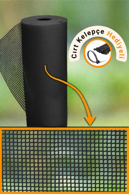 SİYAH Plastik Bahçe Çit Perde - 5 mm Göz - Dekoratif Plastik Çit Örtüsü - Kedi Filesi - Kümes Filesi