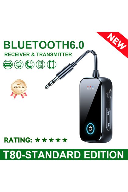 BT6.0 Bluetooth 6.0 Car Audio Receiver Transmitter 3.5mm AUX Hi-Fi Stereo Music Airplane Wireless Au