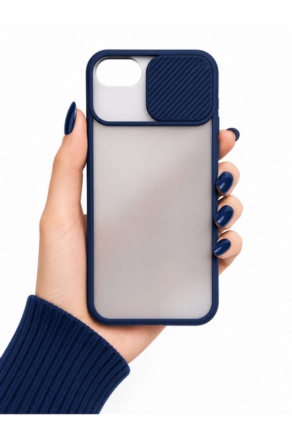Apple Iphone 7 Plus Kılıf Kamera Sürgü Mat Arka Yüzey Renkli Çerçeve Lensi Kapak