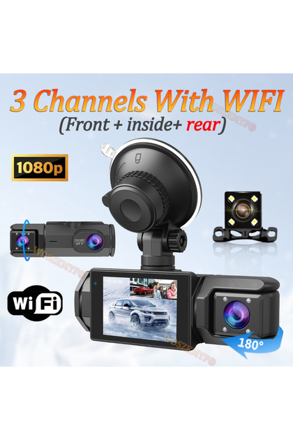كاميرا داش كام للسيارة NONE X417-WIFI-3CAM مزودة بتقنية واي فاي، مسجل فيديو عالي الدقة 1080P، كاميرا أمامية/خلفية للسيارة، كاميرا مزدوجة/ثلاثية