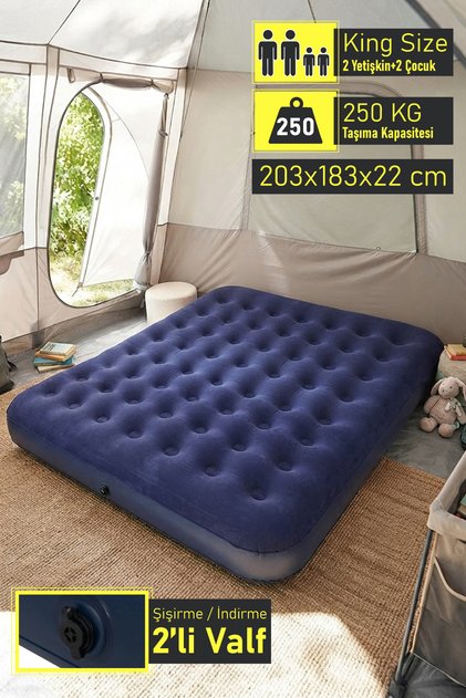 3 Kişilik King Size Şişme Yatak 203x183x22 Cm