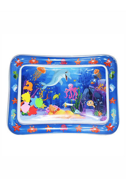 Blue Dolphin Baby Water Play Mat Inflatable Cushion PVC Infant Tummy Time Toddler Water Pad For Kids
