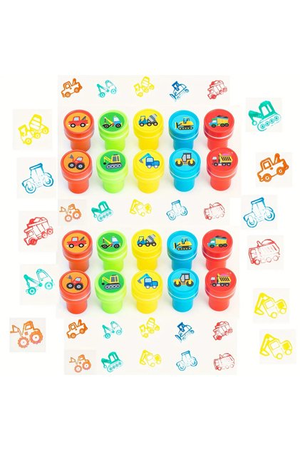20 pcs 10/20/30 Pcs Construction Vehicle Stamps Classroom Reward Construction Vehicle Miniature Scra