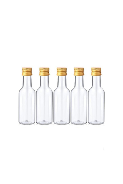 50ml Golden Cap 10PCS Mini Liquor Bottles 50ml Plastic Spirit Bottles Silver/ Gold/ Black Caps Alcoh