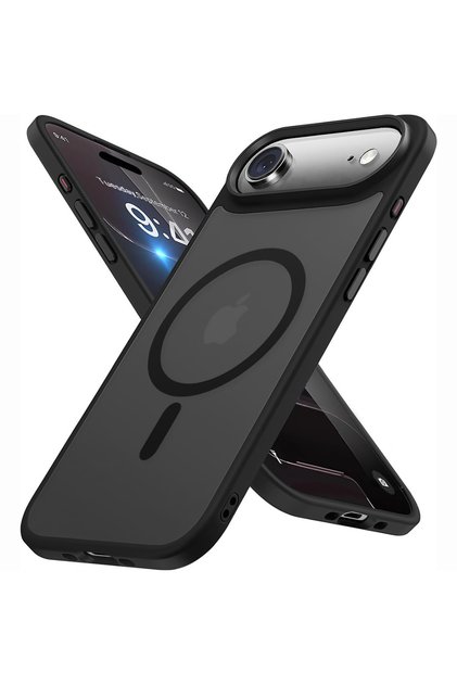 MagSafe калъф iPhone 17 Air, безжично зареждане, повдигнати ръбове, тънък, защитен, черен
