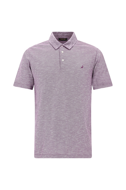Regular Fit Patterned Embroidered Mercerized Cotton Polo Neck T-Shirt