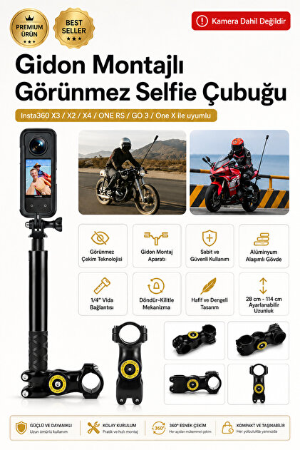 Insta360 Motorcycle Kit [ MONTAJ EKİPMANI VE GÖRÜNMEZ ÇUBUK