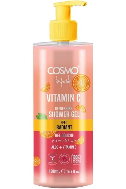 Cosmo Be Fresh Vitamin C Refreshening Shower Gel with Aloe & Vitamin E - 1000ml
