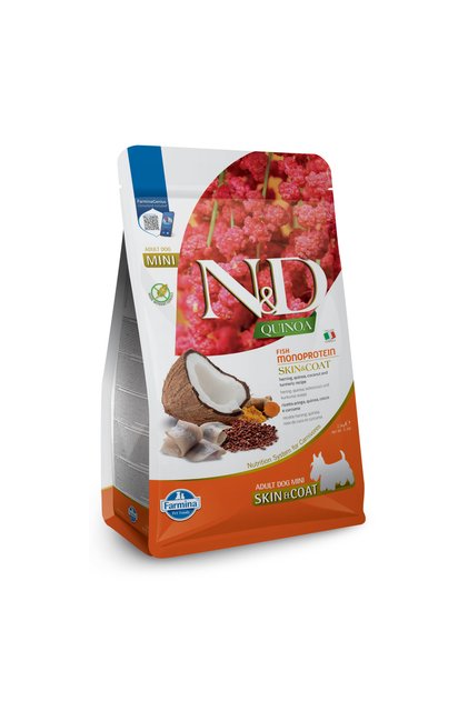 N&D Quinoa Piele și Blană Hering Mini Hrană Uscată pentru Câini 2.5 kg