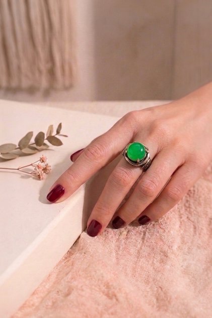 Authentic Bronze Ring - Bohemian Style Handmade Women's Accessory with Stones