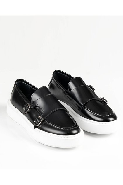 Italian Style Internal and External Natural Leather Men's Shoes Black T12050