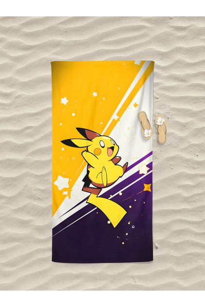 Pikachu Patterned Printed Beach Towel Cotton Children's Beach Towel Sea Towel