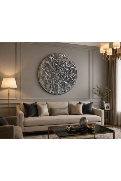 METAL DUVAR TABLOSU PANO 70 CM ESKİTME GRİ