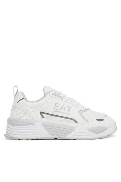 Men's Brand Logo Comfortable Sole Lace-Up White Sneaker