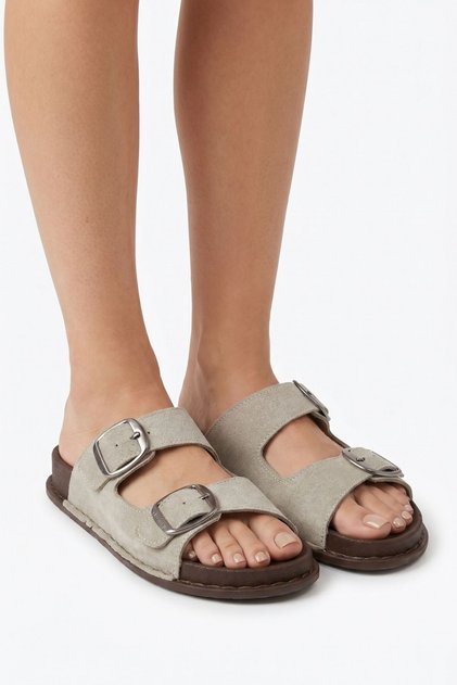 Emily Double-Strapped Women's Slippers Beige 36/40