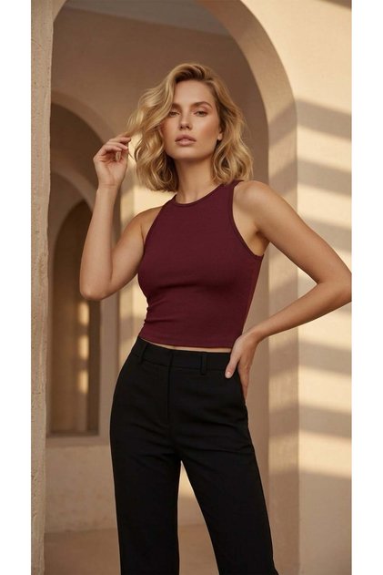 Burgundy Thick Strap Blouse