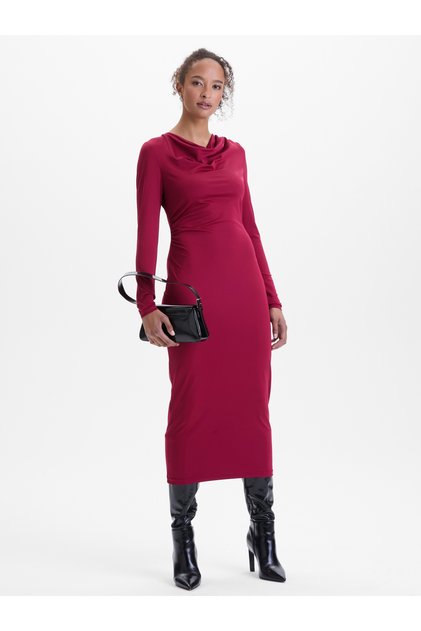 Rochie midi de damă bordo